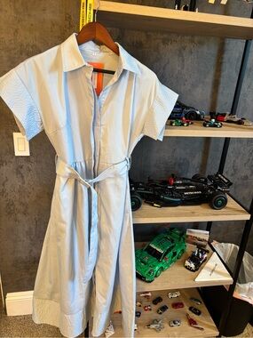 New Collection Light Blue Collared Skirt